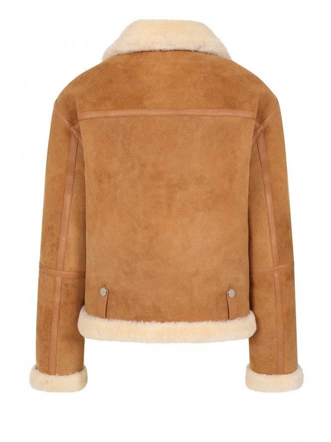 Muubaa Muubaa Agatha Suede Finish Zip Front Shearling Jkt