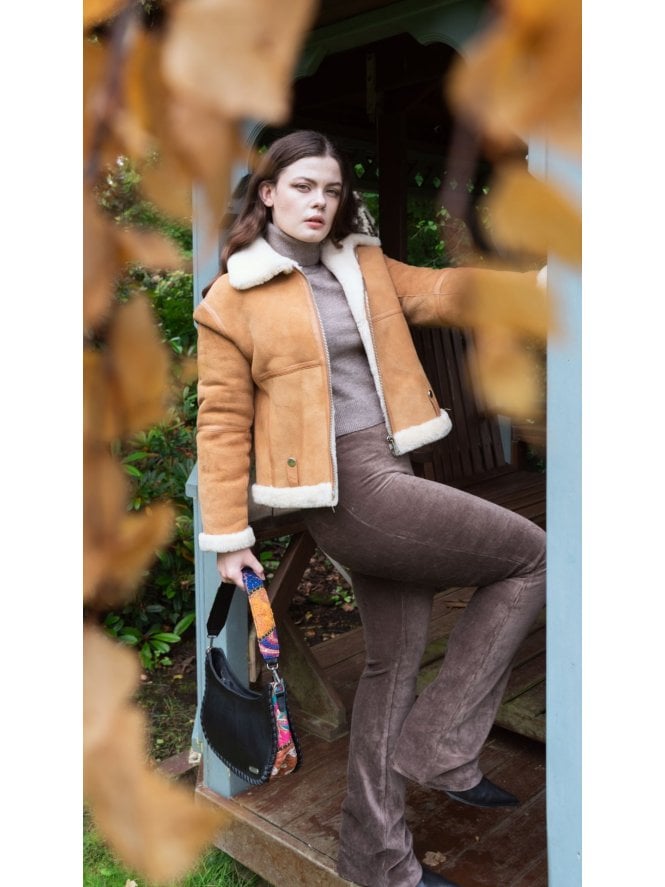 muubaa Muubaa Agatha Suede Finish Zip Front Shearling Jkt