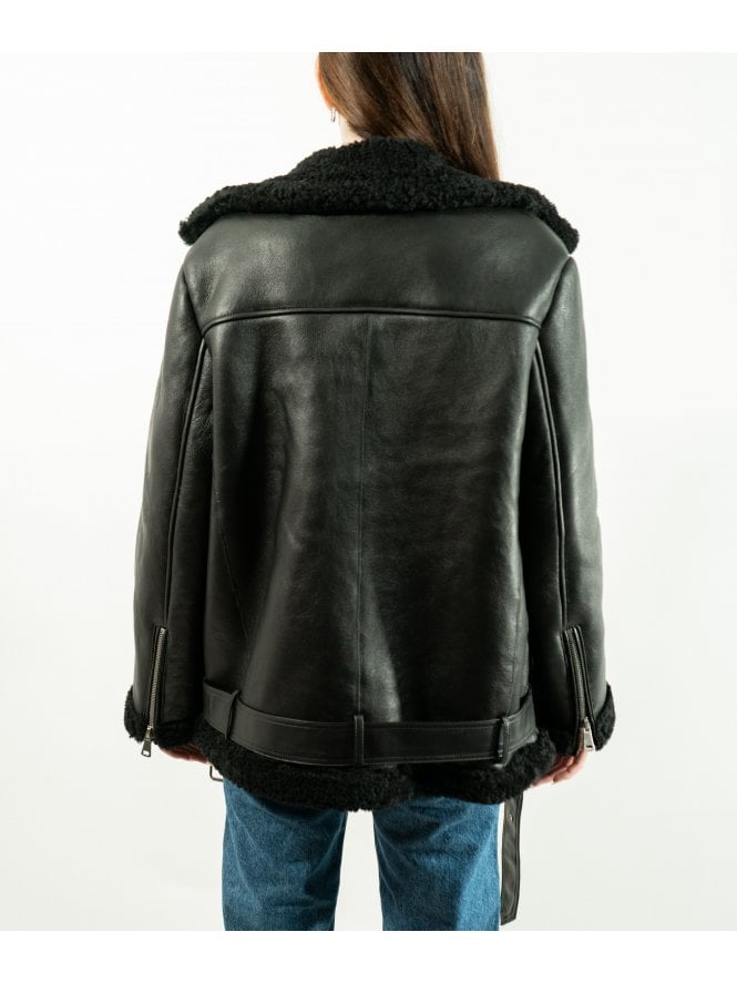 Muubaa Muubaa Amelia Leather Finish Shearling Aviator