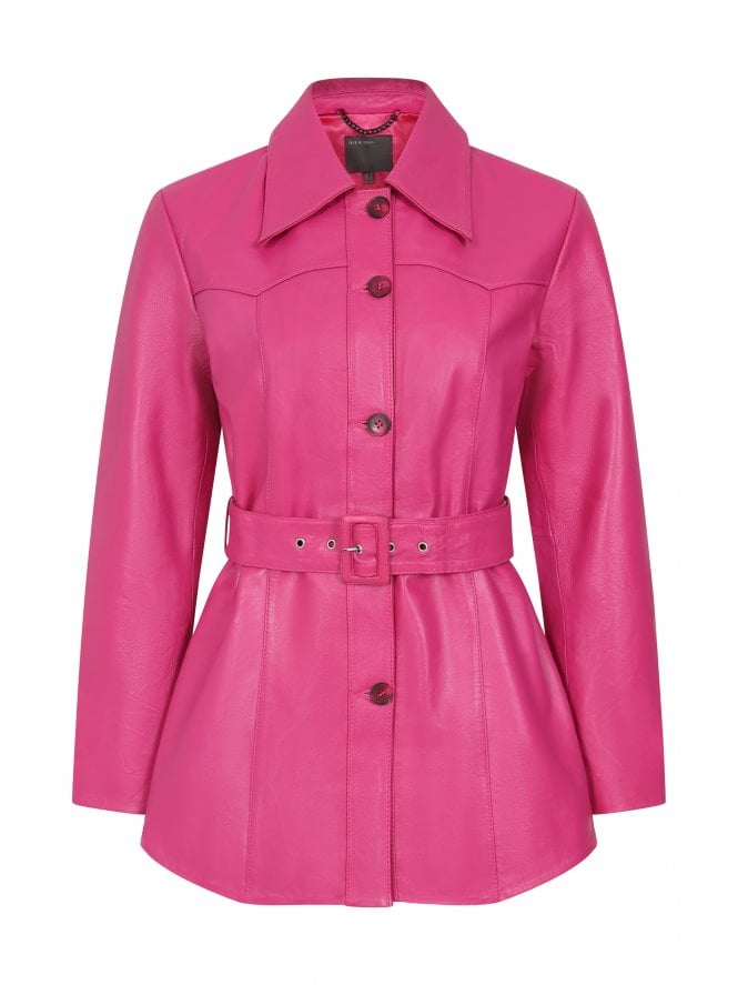 muubaa Muubaa Astrid Retro Collar Belted Patent Jacket