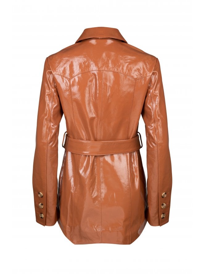 Muubaa Muubaa Astrid Retro Collar Belted Patent Leather Jacket