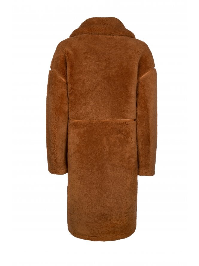 Muubaa Muubaa Betty Long Shearling Coat With Large Collar