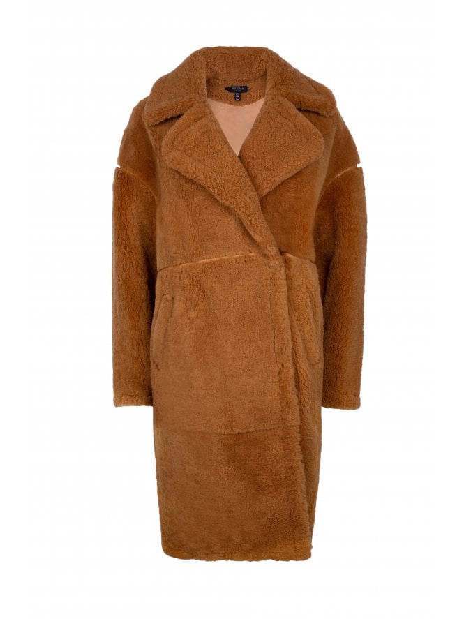 muubaa Muubaa Betty Long Shearling Coat With Large Collar