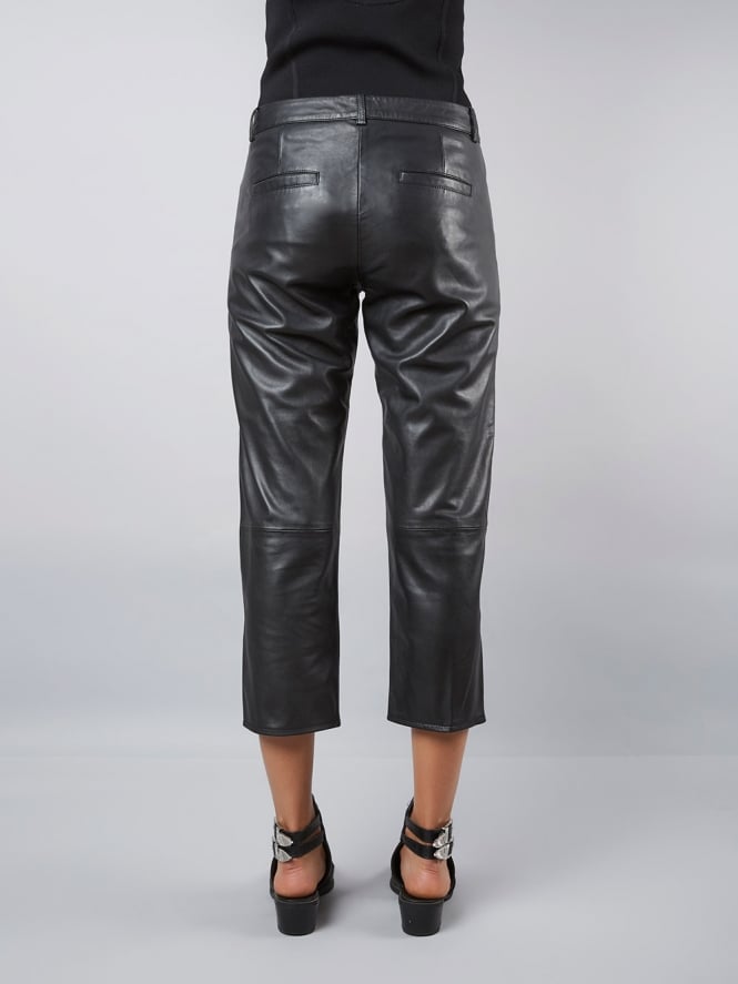 Muubaa Muubaa Blake Black Leather High Waisted Trousers