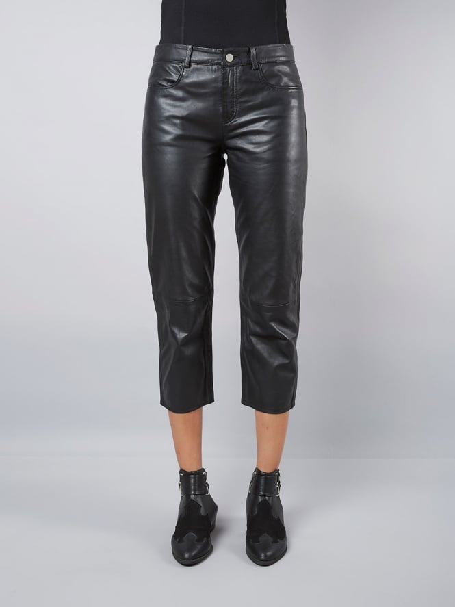 Muubaa Muubaa Blake Black Leather High Waisted Trousers