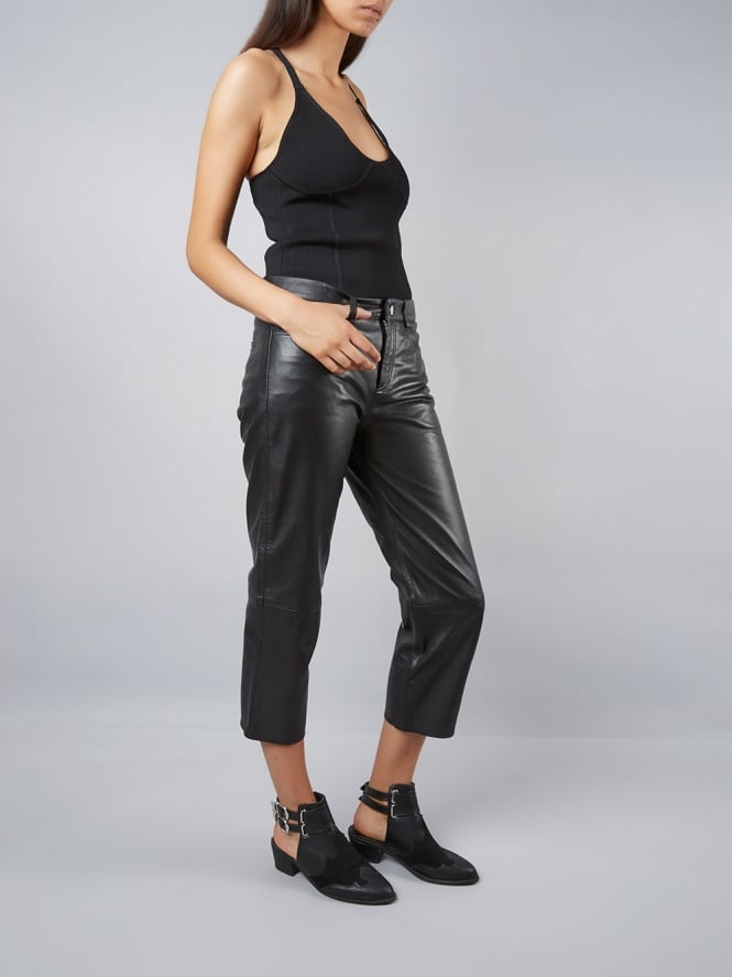 muubaa Muubaa Blake Black Leather High Waisted Trousers
