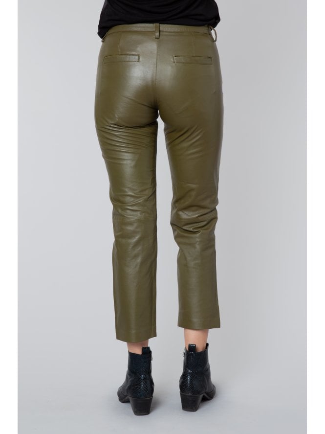 Muubaa Muubaa Blake Olive High Waist Leather Trousers