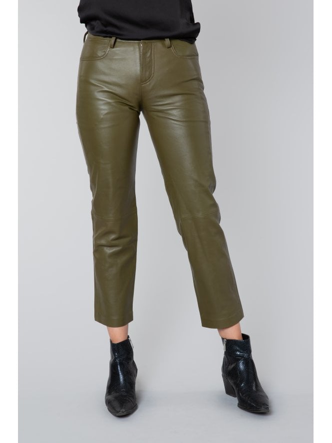 muubaa Muubaa Blake Olive High Waist Leather Trousers