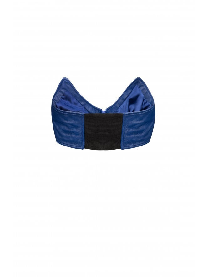 Muubaa Muubaa Blue Cropped Zip Front Leather Bodice