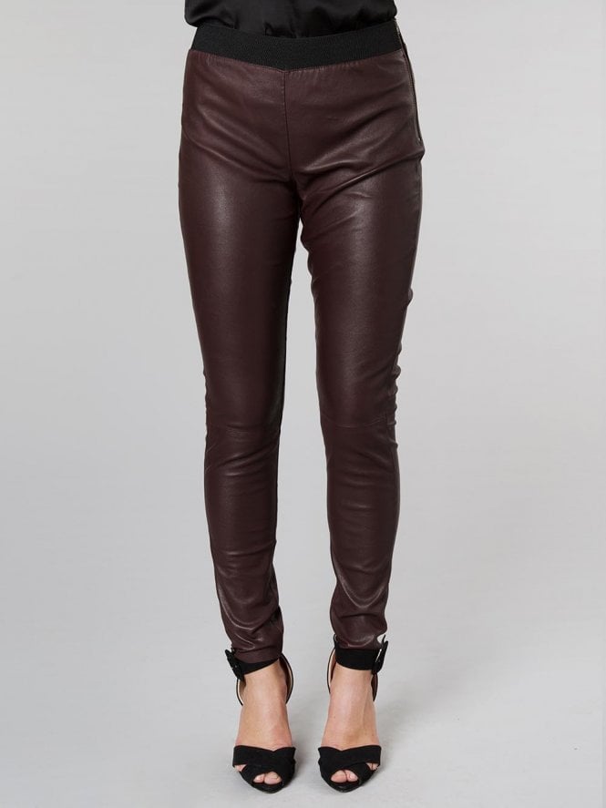 Muubaa Muubaa Cowley Stretch Burgundy Leather Leggings