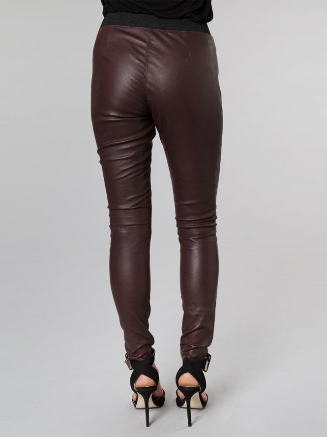 Muubaa Muubaa Cowley Stretch Burgundy Leather Leggings