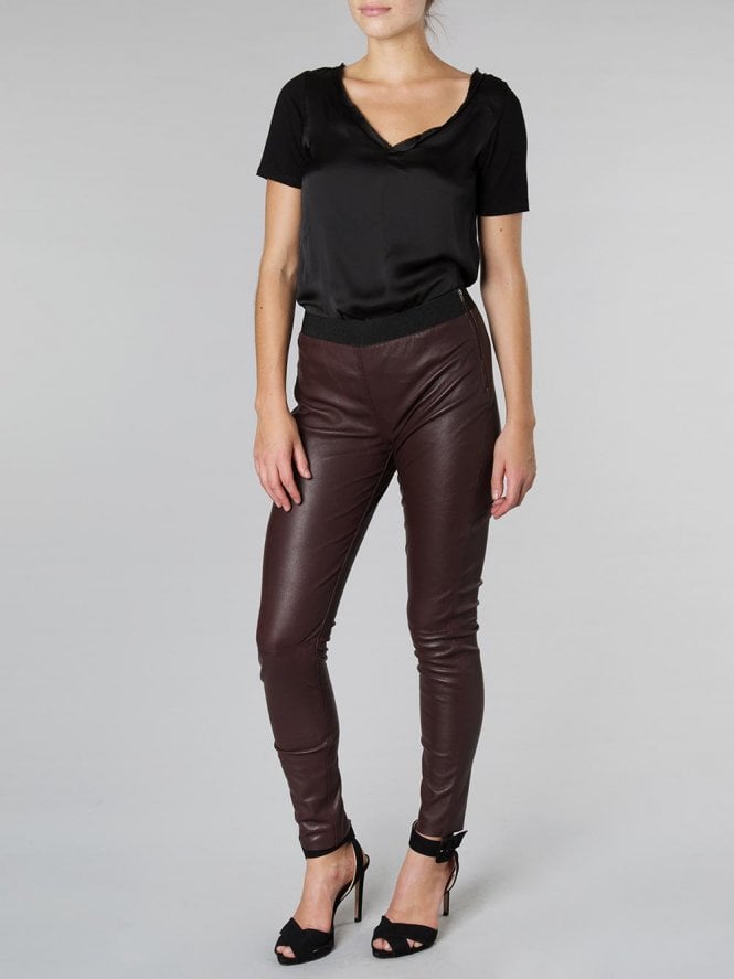 muubaa Muubaa Cowley Stretch Burgundy Leather Leggings
