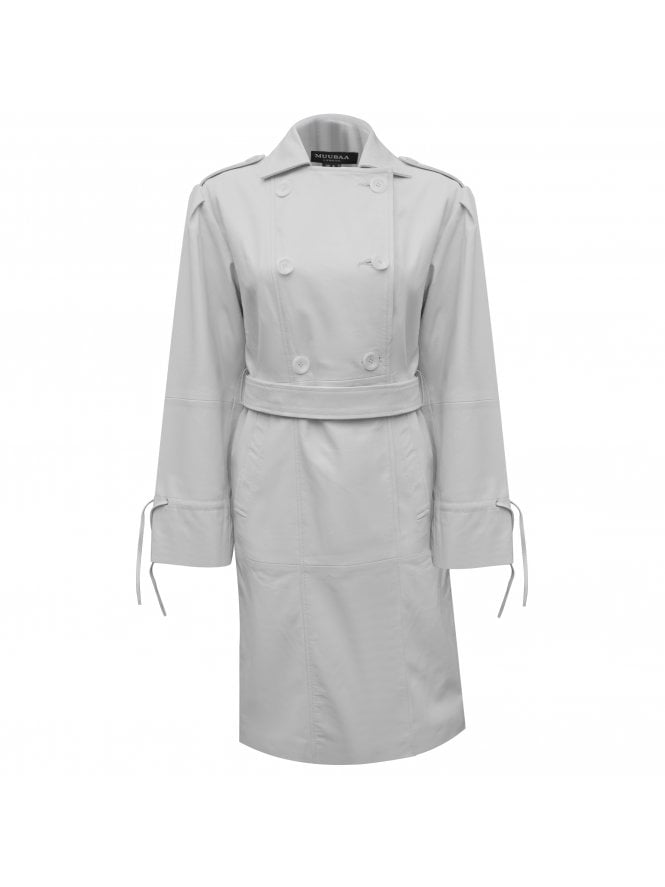 muubaa Muubaa Esme DBL Breasted Leather Trench W/ Gathered Sleeves