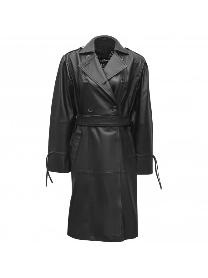 muubaa Muubaa Esme DBL Breasted Leather Trench W/ Gathered Sleeves