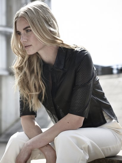 Muubaa Muubaa Franca Black Perforated Leather Shirt