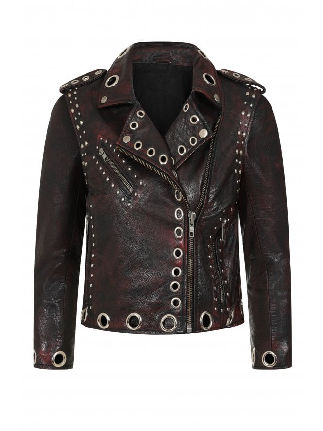 Muubaa Muubaa Humner Cropped Embellished Leather Biker