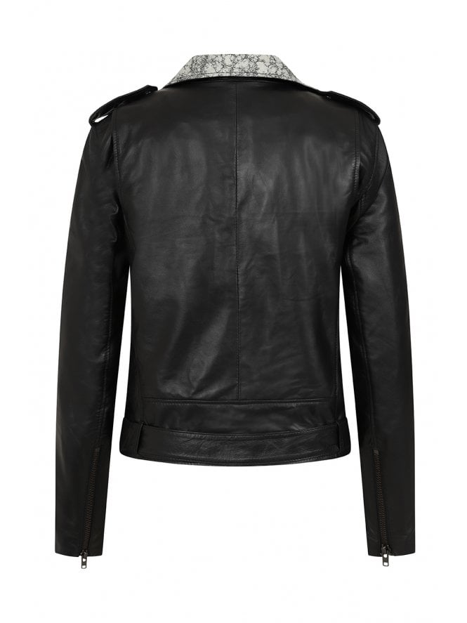 Muubaa Muubaa Iggy Leather Belted Biker With Contrast Lapels