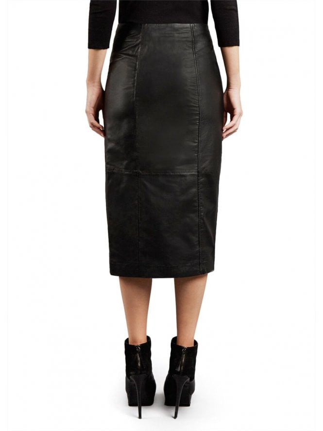 Muubaa Muubaa Jowett Longline Pencil Black Leather Skirt