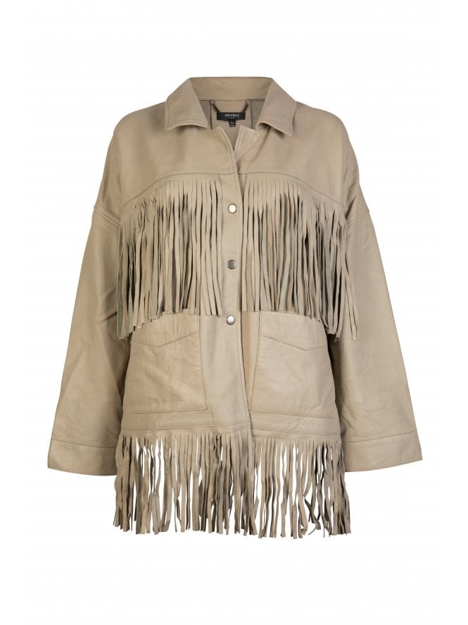 muubaa Muubaa Kate Fringed Jacket In Textured Leather