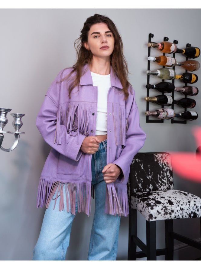 muubaa Muubaa Kate Fringed Jacket In Textured Leather