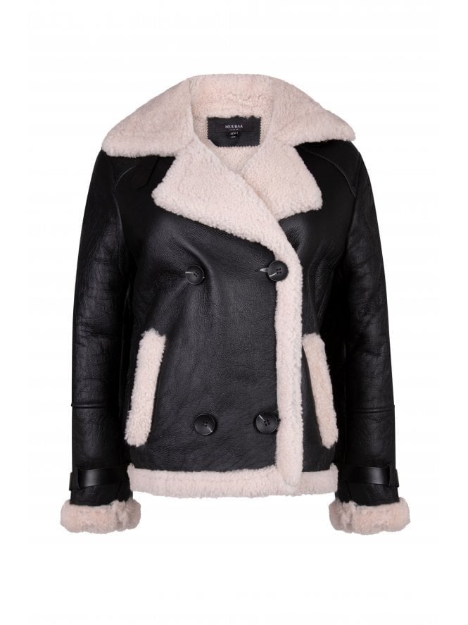 muubaa Muubaa Leather Finish Button Front Shearling