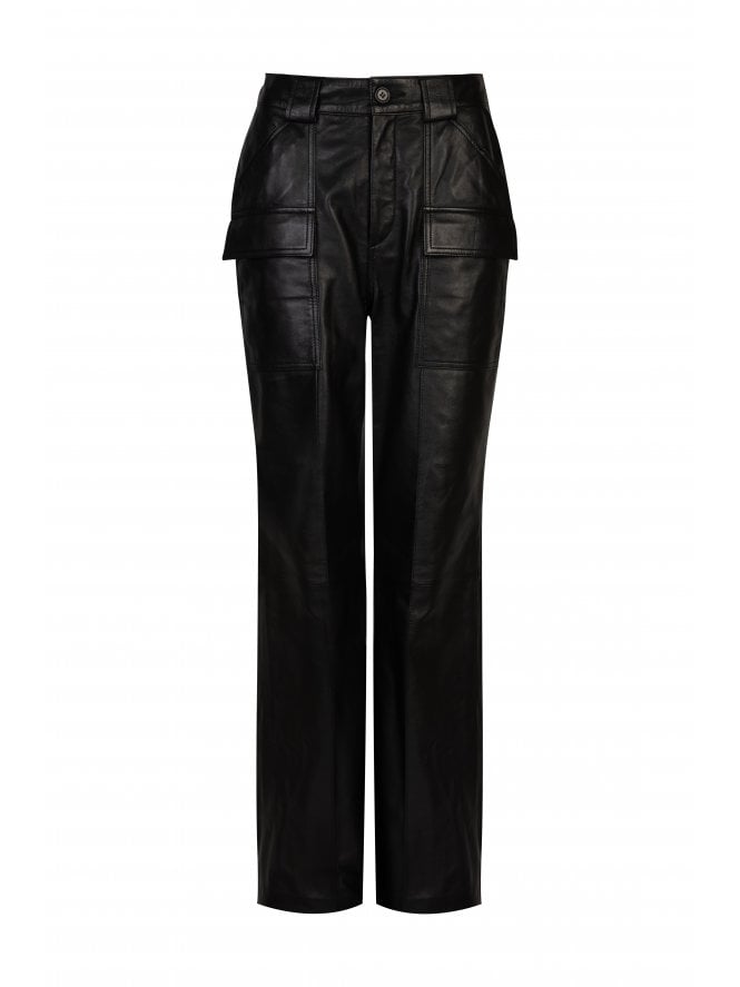 Muubaa Muubaa Lucy Straight Leather Leg Cargo Trousers