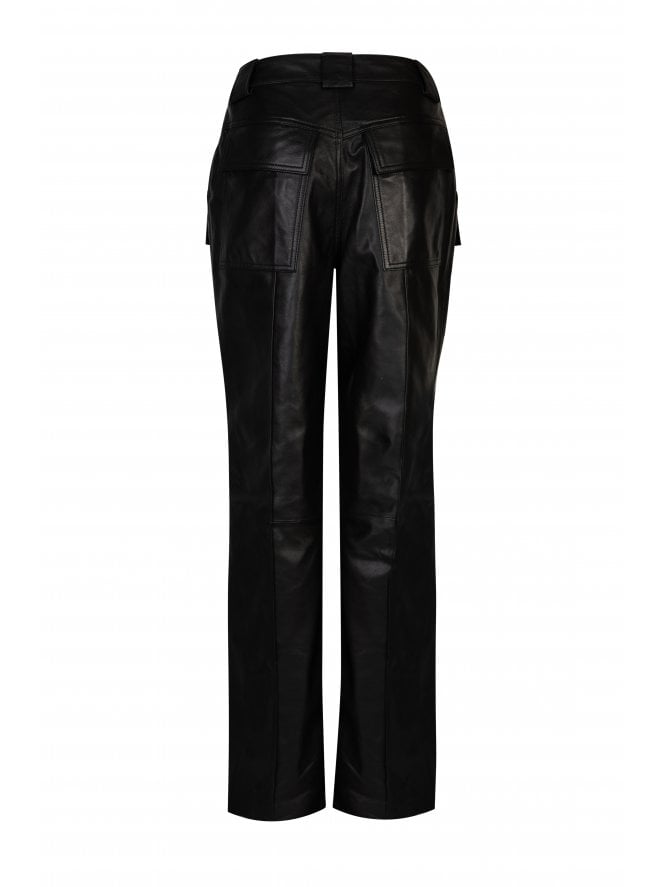 Muubaa Muubaa Lucy Straight Leather Leg Cargo Trousers