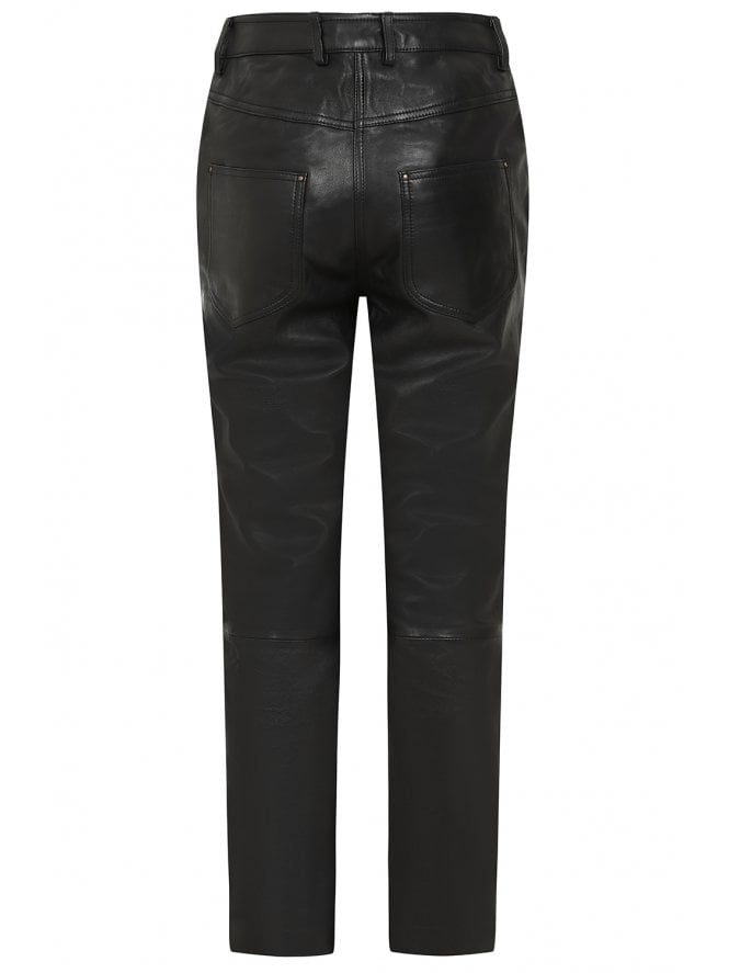 Muubaa Muubaa Lulu High Waist Ankle Grazer Leather Trousers
