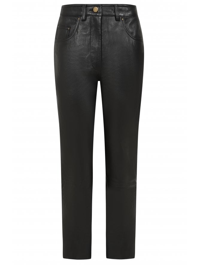 muubaa Muubaa Lulu High Waist Ankle Grazer Leather Trousers