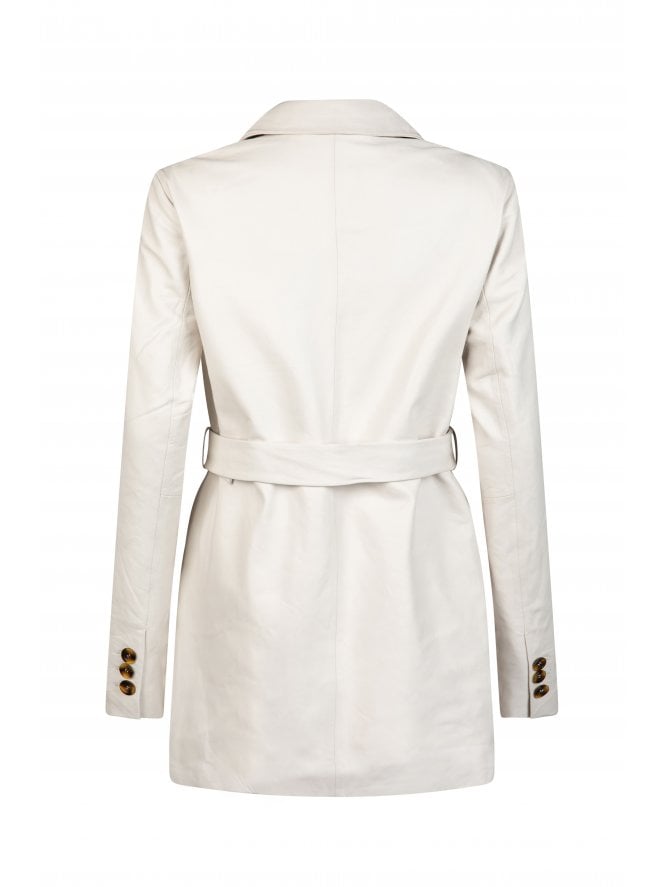 Muubaa Muubaa Milk Relaxed Fit Belted Leather Blazer