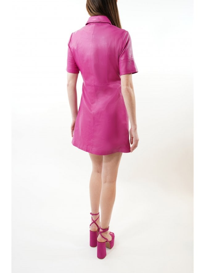 Muubaa Muubaa Missy Leather Shirt Dress W/ Wide Sleeves