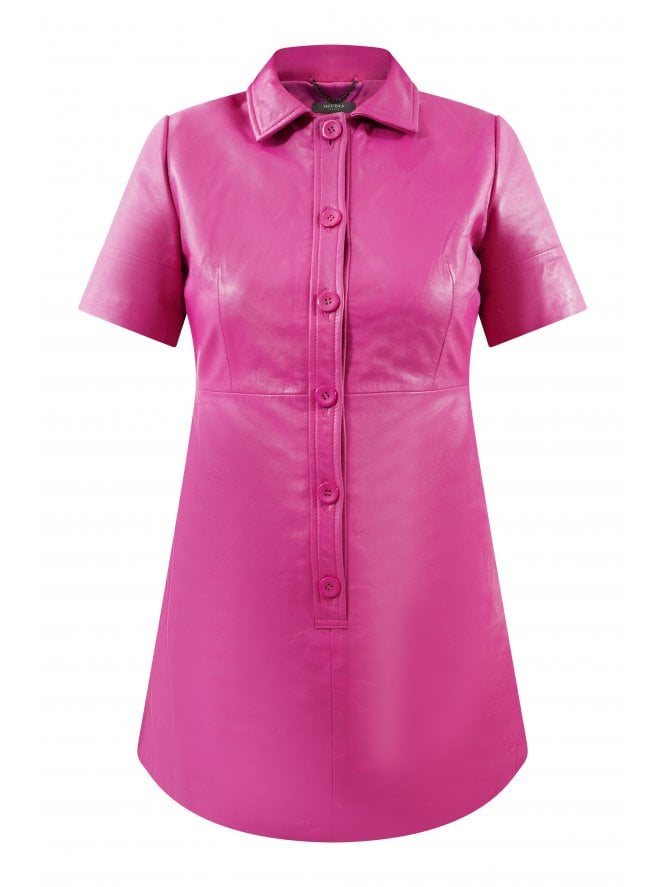 Muubaa Muubaa Missy Leather Shirt Dress W/ Wide Sleeves