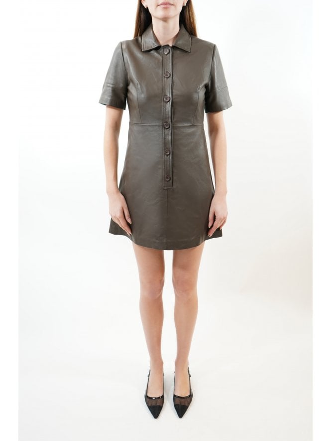 Muubaa Muubaa Missy Leather Shirt Dress W/Wide Sleeves