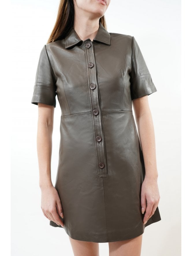 muubaa Muubaa Missy Leather Shirt Dress W/Wide Sleeves