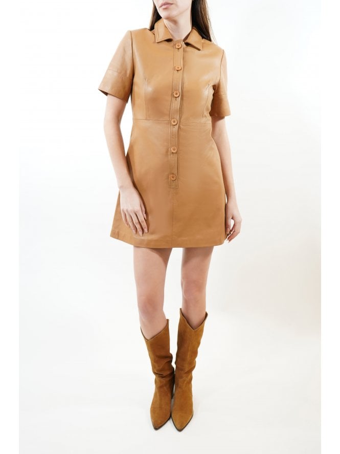 Muubaa Muubaa Missy Leather Shirt Dress W/ Wide Sleeves