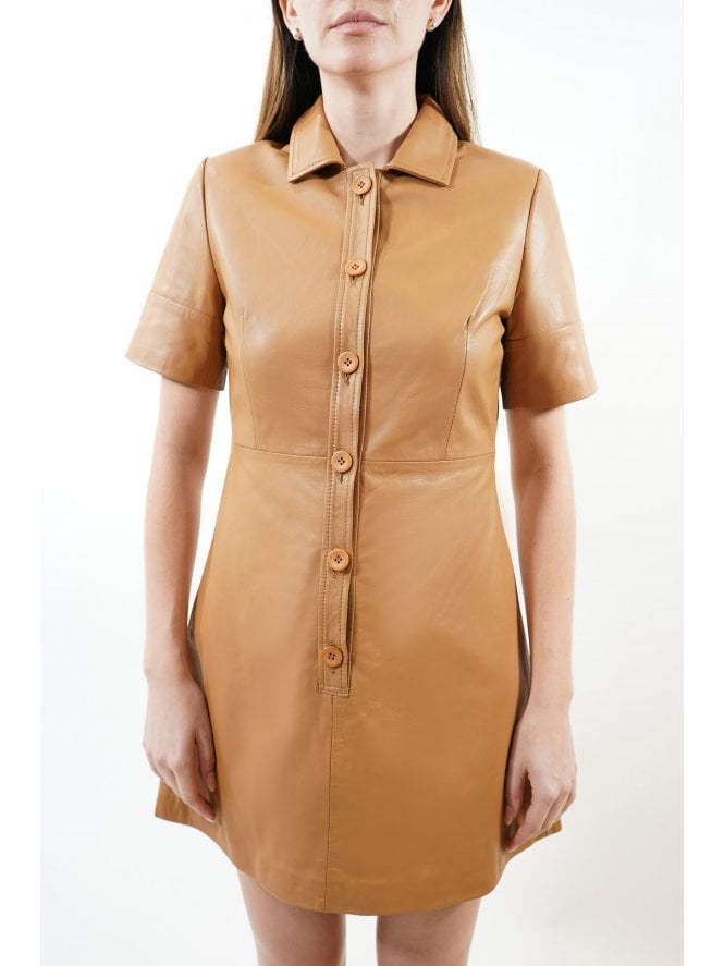 muubaa Muubaa Missy Leather Shirt Dress W/ Wide Sleeves