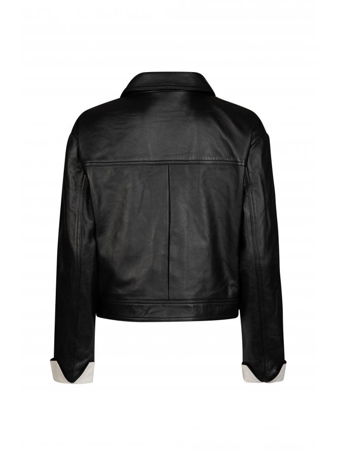Muubaa Muubaa Monochrome Piped Cropped Leather Jacket