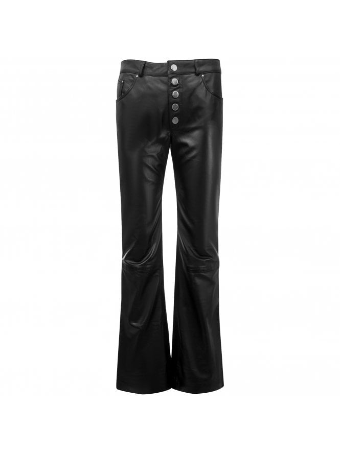 Muubaa Muubaa 5 Button Fly Flared Leather Trousers