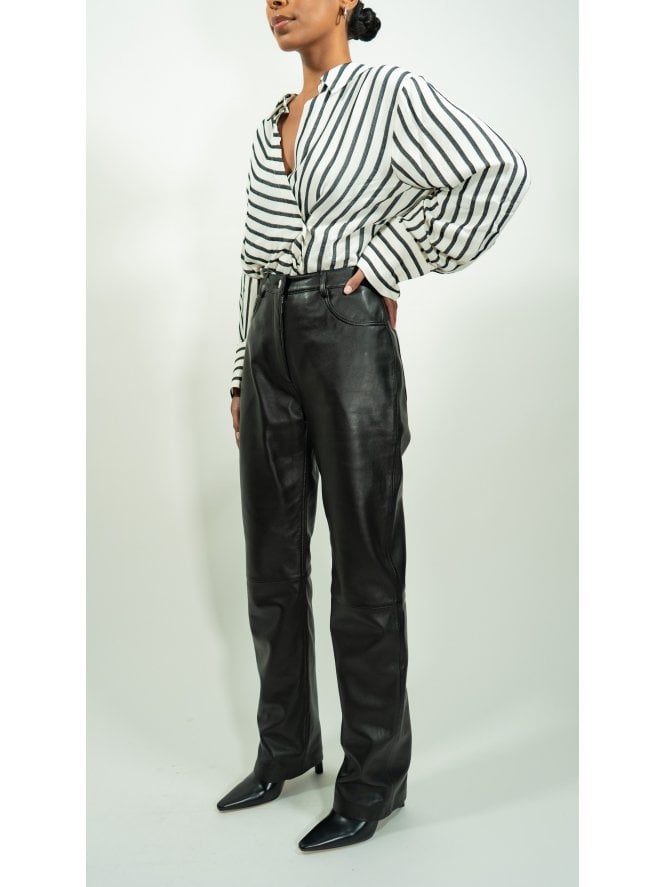 Muubaa Muubaa Amy Straight Leather Leg Jeans