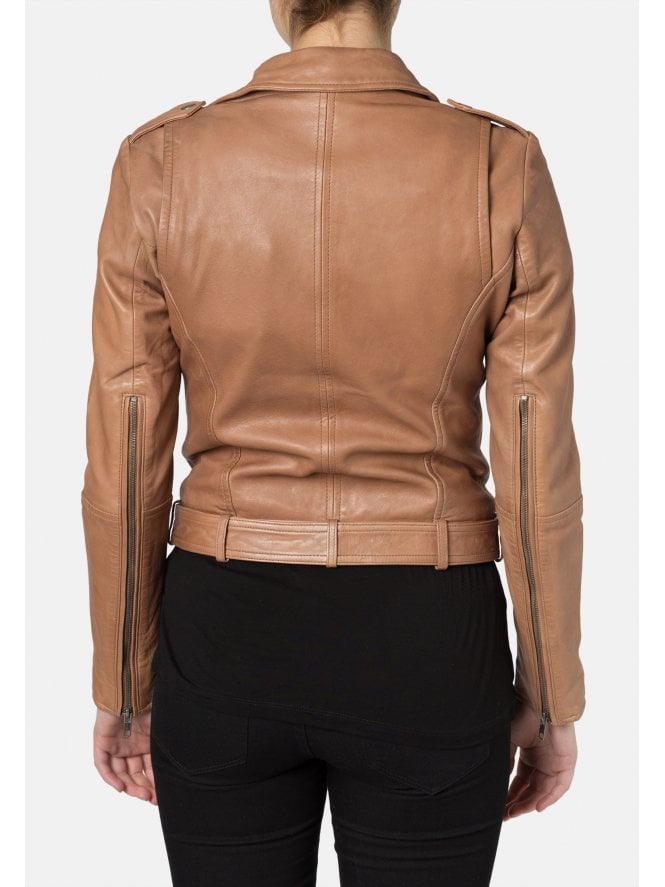 Muubaa Muubaa Argal Light Tan Leather Biker Jacket