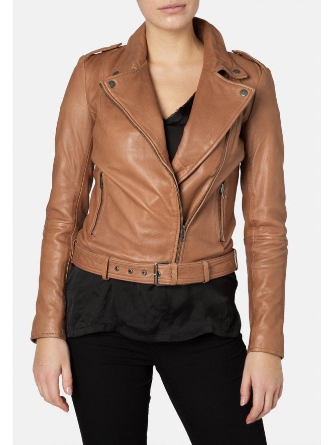 muubaa Muubaa Argal Light Tan Leather Biker Jacket