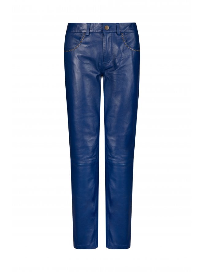 Muubaa Muubaa Blue Stud Detail Leather Pants