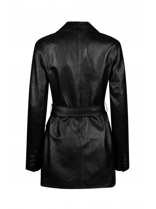 Muubaa Muubaa Casual Fit Belted Leather Blazer