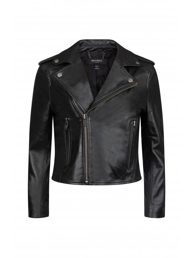 muubaa Muubaa Chunky Zip Cropped Leather Biker