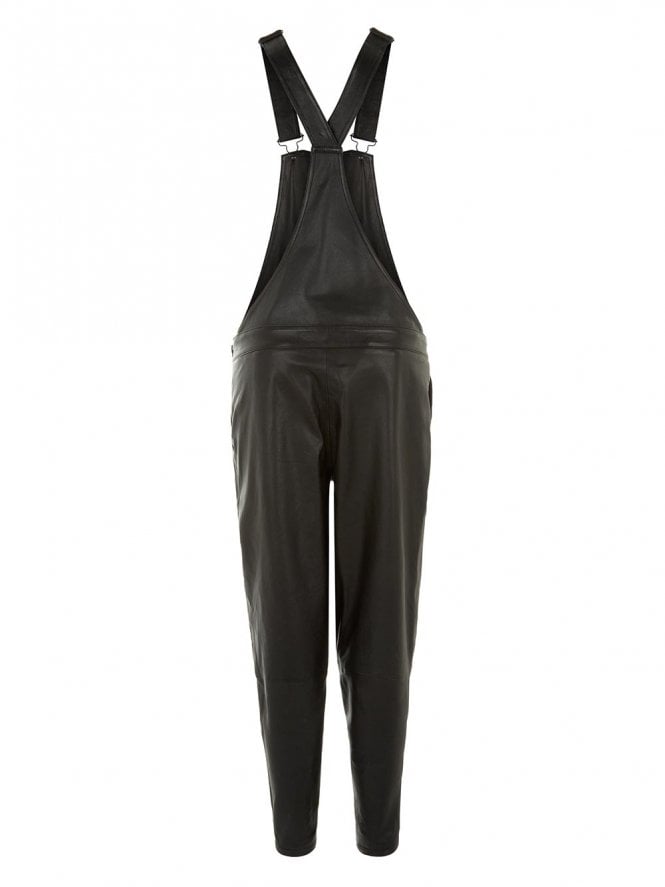 Muubaa Muubaa Dorion Black Leather Dungarees