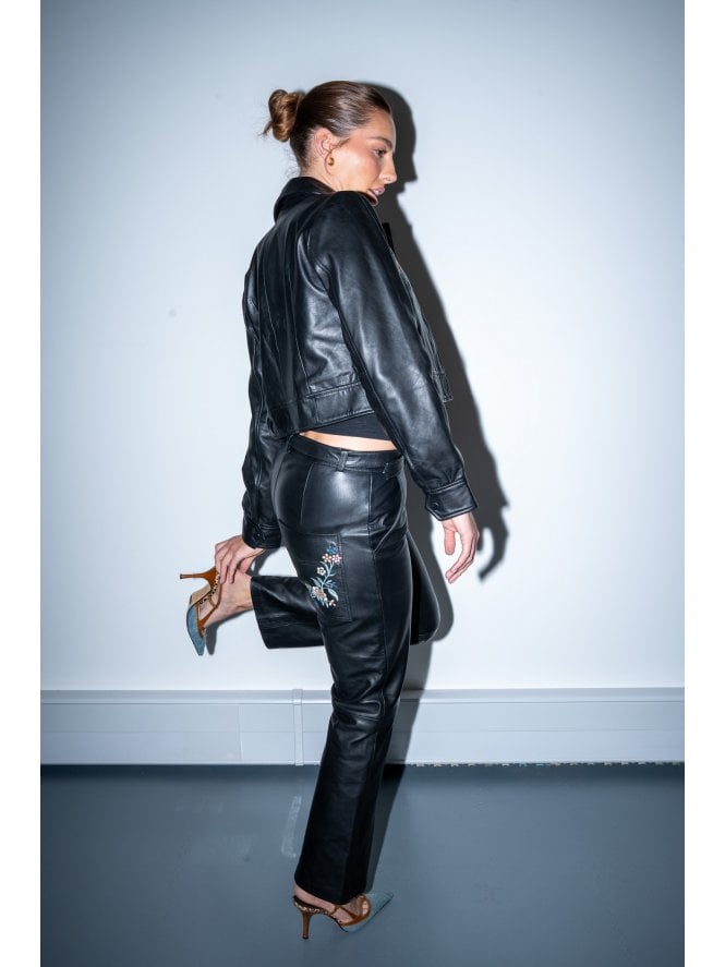 Muubaa Muubaa Dorothy Embroided Leather Trousers