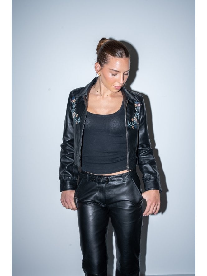 muubaa Muubaa Dorothy Embroided Leather Trousers