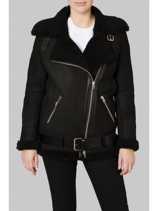 Muubaa Muubaa Evie Suede Finish Shearling Aviator