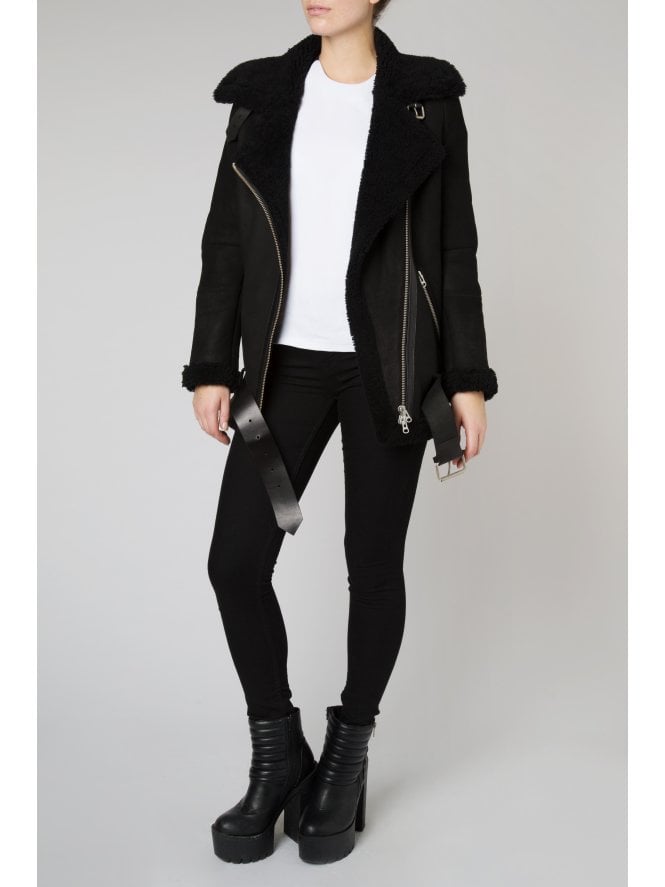 Muubaa Muubaa Evie Suede Finish Shearling Aviator