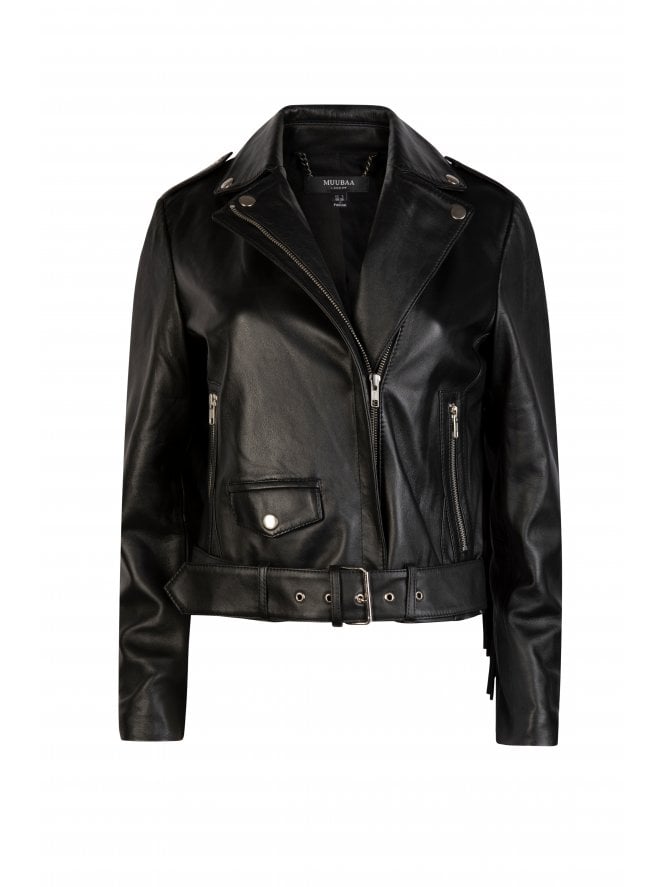 muubaa Muubaa Fringed Belted Leather Biker